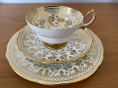 Buy Hammersley Gold Tea Cup Saucer Plate Trio Oak Acorn • 75£