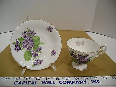 Buy Vintage Adderley English Fine Bone China Purple Floral Tea Cup & Saucer Set • 19.03£