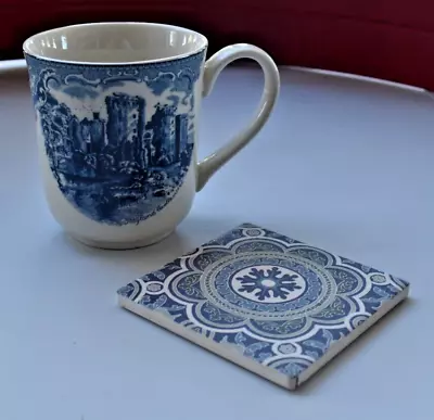 Buy JOHNSON BROS England 1792 RAGLAND CASTLE Blue Afternoon Teacup + Ceramic Coaster • 8.60£
