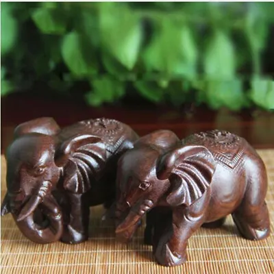 Buy New Wooden Elephant Ornaments Gift Birthday Valentines Handmade Statue YW • 4.07£