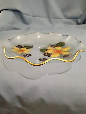 Buy Pilkington/Chance Glass Fluted Edge Round Glas Plate DAFFODILS • 3.99£
