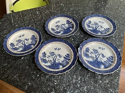 Buy Beautiful Set Of 5 X Booths Real Old Willow 9.5”-9.75” Dinner/Supper Plates Used • 30£