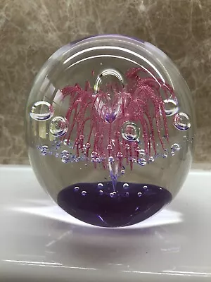Buy Glass Paperweight Pink Purple Bubbles 10cm In Height • 6.99£