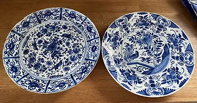 Buy Antique BLUE AND WHITE PLATES X (2). Birds & Flowers - Possibly Delft • 13.50£
