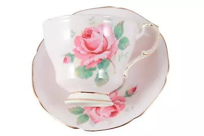 Buy Paragon England Tea Cup & Saucer Gold Double Warrant Pink Cabbage Rose 1939-1949 • 56.70£