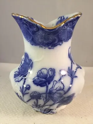 Buy Antique Royal Doulton Burslem Art Nouveau Blue & White Vase 'Buttercup' Pattern • 9.99£