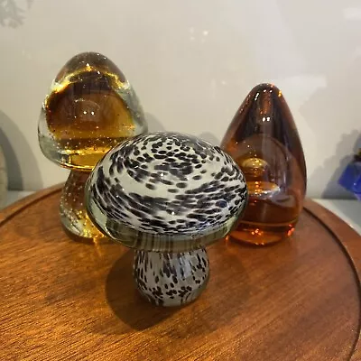 Buy Beautiful Vintage Glass Mushroom Paperweights & Dome Bubble • 3£