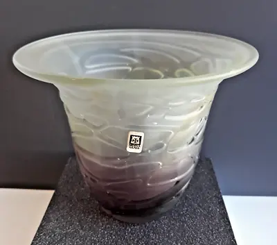 Buy Rare Vintage 70s Signed Mdina Purple Textured Art Glass Vase • 24.95£