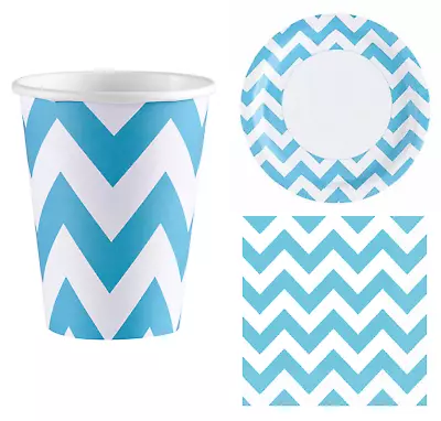 Buy Party Tableware SET Paper Plates BIRTHDAY WEDDING Blue DECORATIONS Cups Napkins • 32.50£