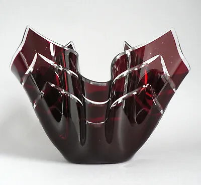 Buy Chance Glass Intaglio Ruby Bandel Rare 2 Bands 7  Handkerchief Vase Mcm Bowl Vgc • 59.95£