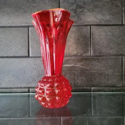 Buy Vintage Ruby Red Glass Pineapple, Hankerchief Vase 8  • 20.90£
