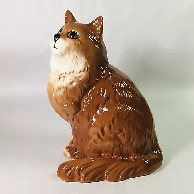 Buy Vintage Ginger / Brown Beswick Porcelain Sitting Persian Cat Figurine No.1867 • 22£