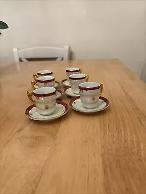 Buy Vintage Adam Gold Collection Mini Coffee /tea Cups And Saucers Set Of Six • 7£