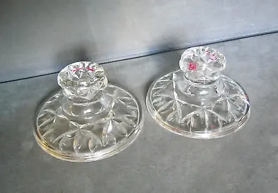 Buy Pair Of Vintage Glass Candle Holders. VGC • 1.99£