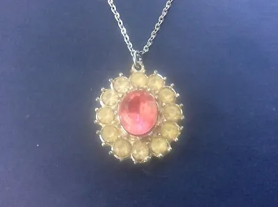 Buy Vintage 1960s 1970s Necklace Imitation Glass Pink Ruby Diamonds Bling Retro 17” • 14.99£