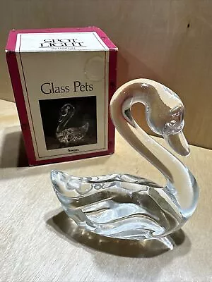 Buy Fenton Vintage Crystal Clear Glass Swan Excellent Paper Weight Gift Idea • 12.48£