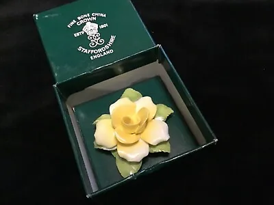 Buy Vintage Crown Staffordshire England Rose Brooch Fine Bone China CR110 • 18.27£