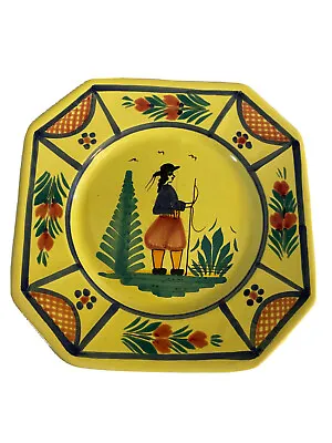 Buy HB Quimper France Soleil Yellow Octagonal Plate ~ Breton Man ~7 1/2  • 14.17£