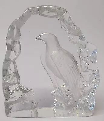 Buy Mats Jonasson Signed Royal Krona Bald Eagle Crystal Glass Sculpture Paperweight • 20£