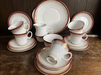 Buy Royal Grafton Majestic Red Tea Set 5 Trios Jug Sugar Cake Cups Saucers Plates • 20£