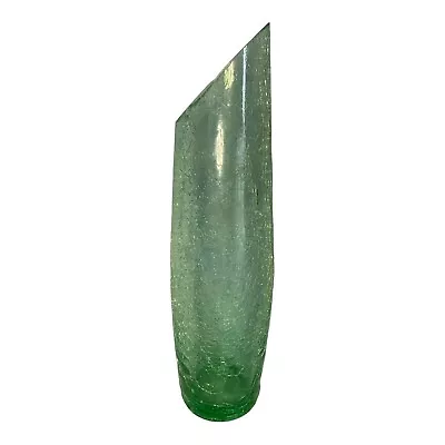 Buy Rainbow Art Glass 11” Green Crackle Vase Danish Modern Vintage 1960’s • 28.59£