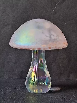 Buy HERON GLASS / JOHN DITCHFIELD Pink Iridescent Crackle Glass Mushroom Toadstool • 34.95£