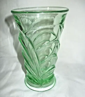 Buy Vintage Art Deco Bagley Osprey Green Glass Vase 5.25  • 6.99£