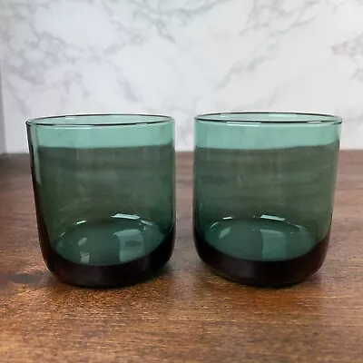 Buy Lot Of 2 Vintage Libbey Green Glasses Old Fashioned • 37.33£