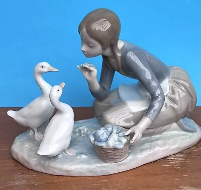 Buy Lladro Figurine 4849, Girl Feeding Two Ducks • 33£