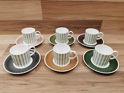 Buy Susie Cooper Green Regency Stripe Harlequin Coffee Set - 6 Cups & Saucers • 39.99£