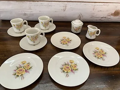 Buy Antique Vintage TEA SET Childs China Play Set Yellow Roses Pink Flowers Japan • 15.18£