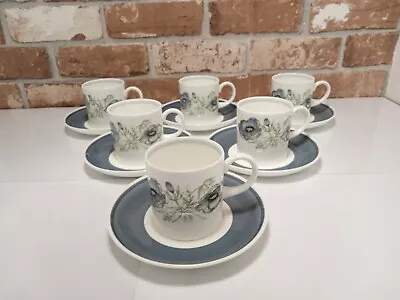 Buy 6 Wedgwood Susie Cooper Design   Glen Mist  Coffee Cups And Saucers • 18£