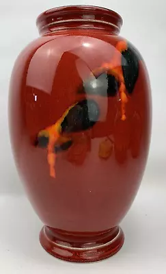Buy Poole Pottery Vase 21cm Volcano Orange England Art Deco Pottery Red Vintage Z382 • 45.99£