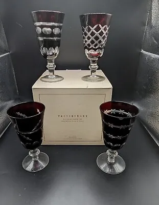 Buy Pottery Barn Set Of 4 Red Bohemian Cordial Glasses • 25.03£
