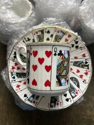 Buy Elizabethan Playing Cards Cut For Coffee Staffordshire Fine Bone China Set Of 4 • 25£