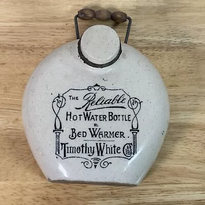 Buy Antique Stoneware Timothy White Reliable Hot WATER Bottle 7x7” • 34.94£