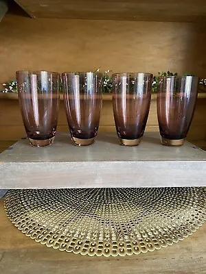 Buy Set Of 4 Amethyst Glass All Purpose Tumblers/Glasses Clear Base 6  20 Oz ~NICE~ • 23.97£