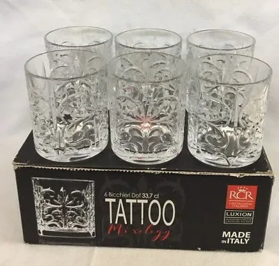 Buy RCR Tattoo Mixology Crystal Glass Tumbler X 6 Heavy 11.5oz Drink Glasses VGC • 25£