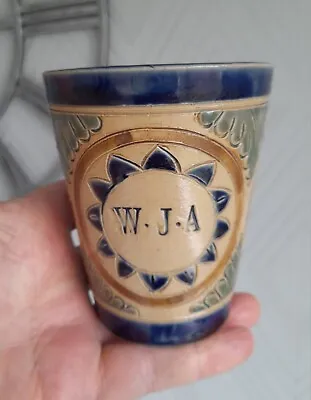 Buy Initialled Stoneware Artware Beaker  W.J.A  C.1900 Superb!!! • 28£