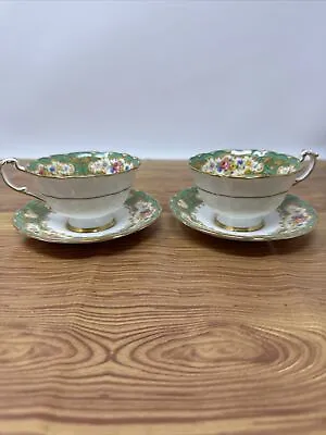 Buy Pair Of Paragon Tea Cup And Saucer Pompadour Bone China England Queen • 12.50£