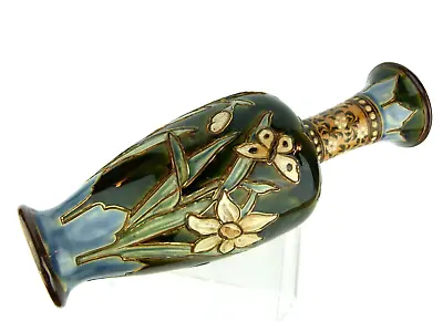 Buy A Tall & Rare Doulton Lambeth Daffodil And Butterfly Vase By Eliza Simmance. • 195£