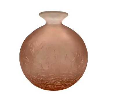 Buy Vintage Pink Crackle Glass 3.75 Tall  Vase Hand Blown • 18.08£