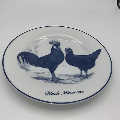 Buy Vintage Norfolk China Blueware Black Minorcas Chicken Plate • 23.48£