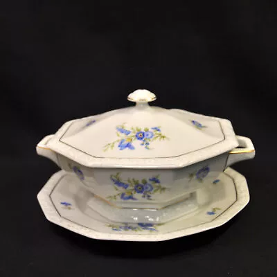 Buy Rosenthal Vegetable Bowl Covered W/Lid & Plate Maria Mold Blue Floral Gold 1937 • 104.18£