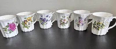 Buy Set Of 6 Royal Grafton, ENGLAND Fine Bone China Tea Cups, Mugs, FLOWERS/VIOLETS • 33.56£