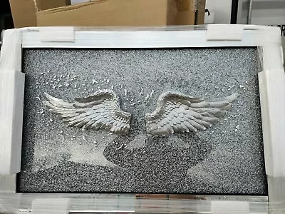 Buy Large Angel Wing Glitter Mirror Frame Picture 120x80cm • 249£