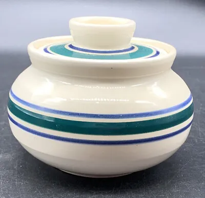 Buy Newport Pottery Barnstaple Lidded Pot With  Green Blue Stripe • 11.45£