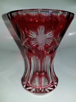 Buy Czech Bohemian Cranberry Crystal Glass Vase  • 72£