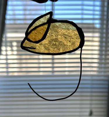 Buy Stained Glass Sun Catcher For Window Golden Brown Mouse With Long Tail • 19.18£