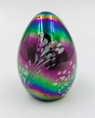 Buy Vintage Mt St Helens Ash Signed Studio Art Glass Iridescent Egg Paperweight • 18.97£